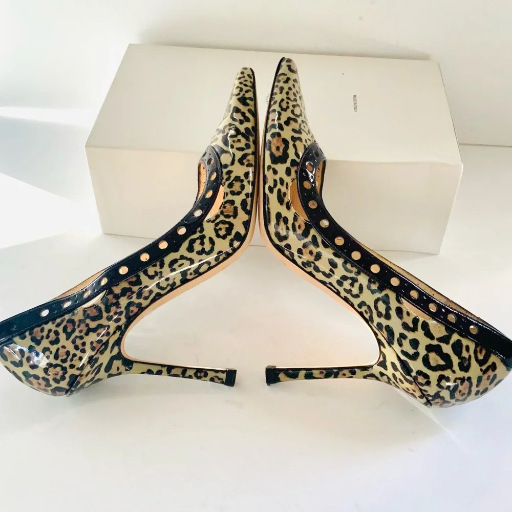 Jimmy Choo animal print beige black heels 38